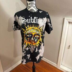 NWOT Sublime 40oz To Freedom album T-Shirt Medium Black Bleach Tie Dye Band Tee